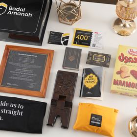 Isi paket suvenir Badal Amanah, termasuk sertifikat badal umroh